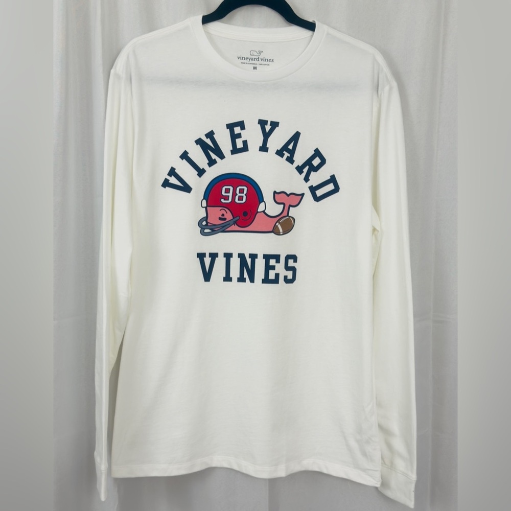 Vineyard Vines Men’s White Long Sleeve Nautical Football T-Shirt     Medium. NWT